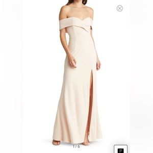 Lulus Song-of-Love Off-the-Shoulder Maxi Dress, Medium, Blush Pink $$MSRP 108